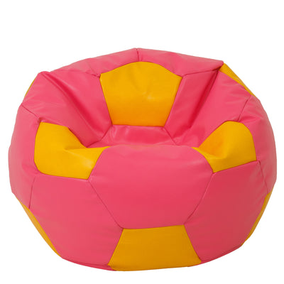 Fotoliu puf Mega Ball - imitatie piele - roz/galben