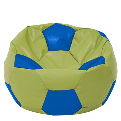 Fotoliu puf Mega Ball - imitatie piele - verde/albastru