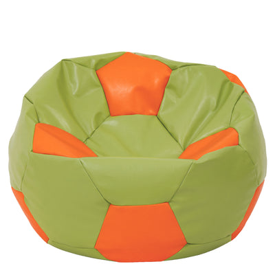 Fotoliu puf Mega Ball - imitatie piele - verde/portocaliu