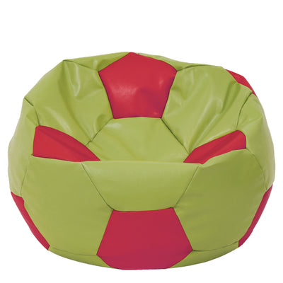 Fotoliu puf Mega Ball - imitatie piele - verde/rosu