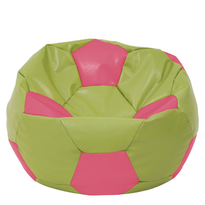 Fotoliu puf Mega Ball - imitatie piele - verde/roz