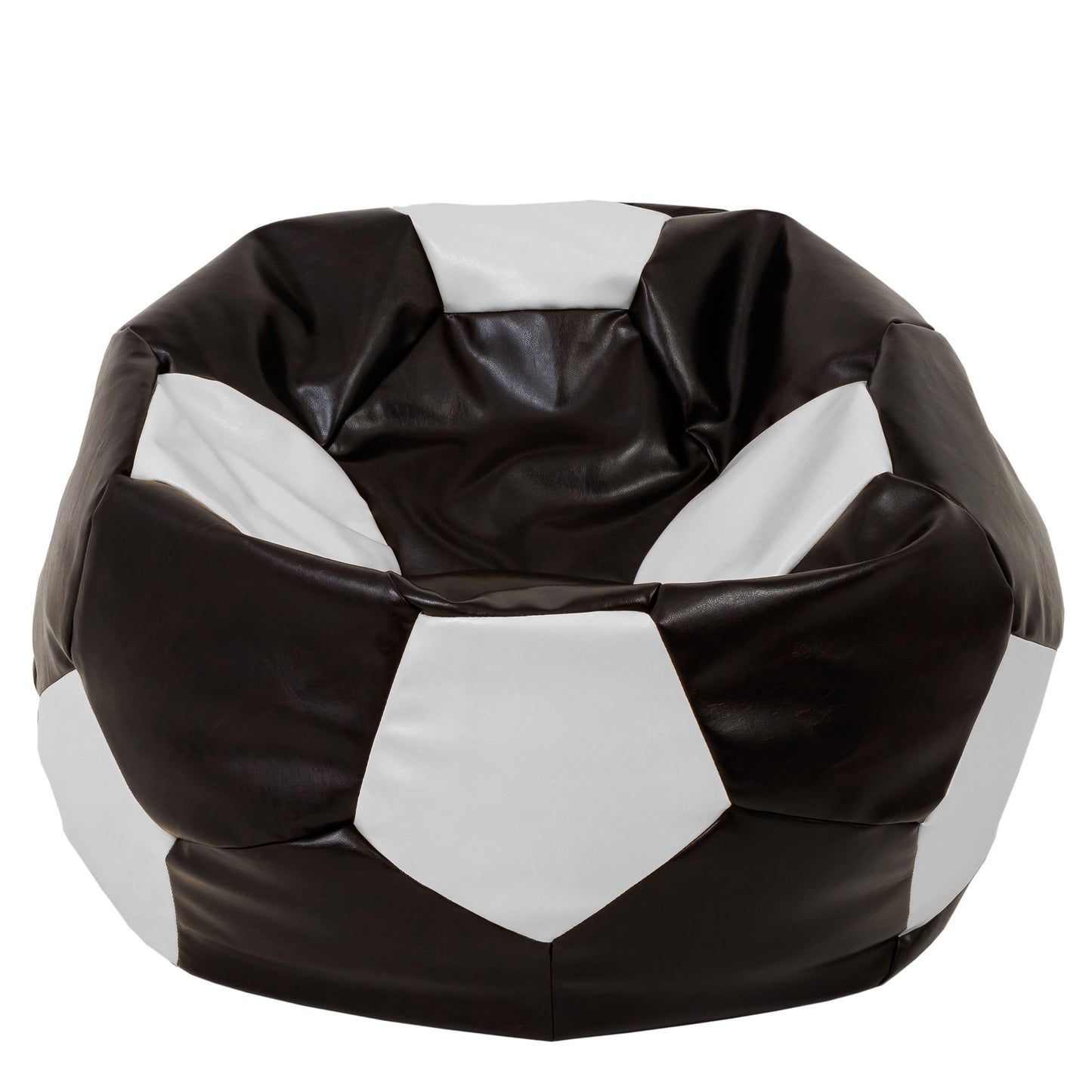 Fotoliu puf Mega Ball - imitatie piele - wenge/alb