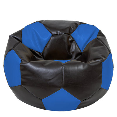 Fotoliu puf Mega Ball - imitatie piele - wenge/albastru