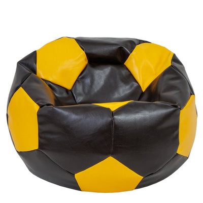 Fotoliu puf Mega Ball - imitatie piele - wenge/galben