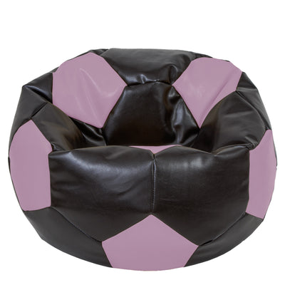 Fotoliu puf Mega Ball - imitatie piele - wenge/mov