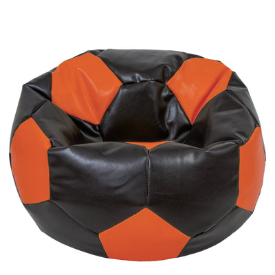 Fotoliu puf Mega Ball - imitatie piele - wenge/portocaliu