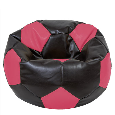 Fotoliu puf Mega Ball - imitatie piele - wenge/roz