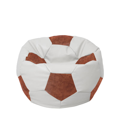 Fotoliu puf Mondo Ball - imitatie piele - alb/coniac