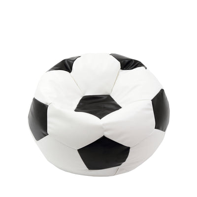 Fotoliu puf Mondo Ball - imitatie piele - alb/negru