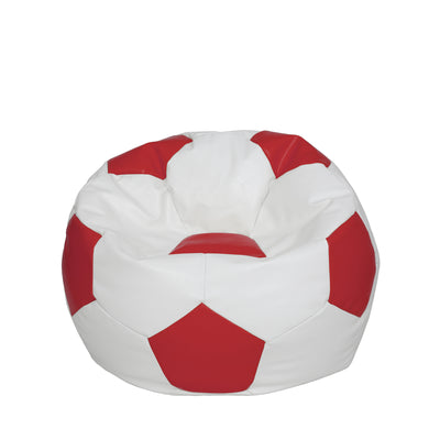 Fotoliu puf Mondo Ball - imitatie piele - alb/rosu