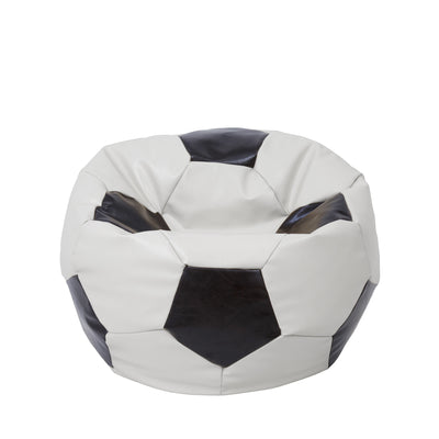 Fotoliu puf Mondo Ball - imitatie piele - alb/wenge
