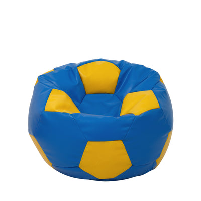 Fotoliu puf Mondo Ball - imitatie piele - albastru/galben