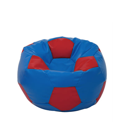 Fotoliu puf Mondo Ball - imitatie piele - albastru/rosu