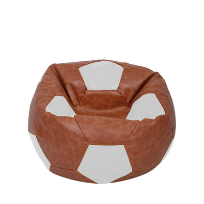 Fotoliu puf Mondo Ball - imitatie piele - coniac/alb