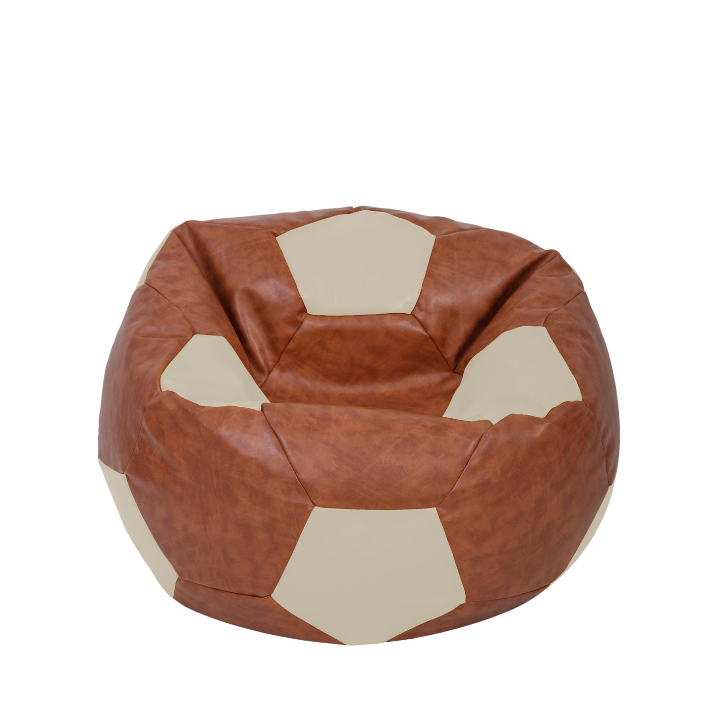 Fotoliu puf Mondo Ball - imitatie piele - coniac/crem