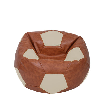 Fotoliu puf Mondo Ball - imitatie piele - coniac/crem