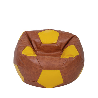 Fotoliu puf Mondo Ball - imitatie piele - coniac/galben