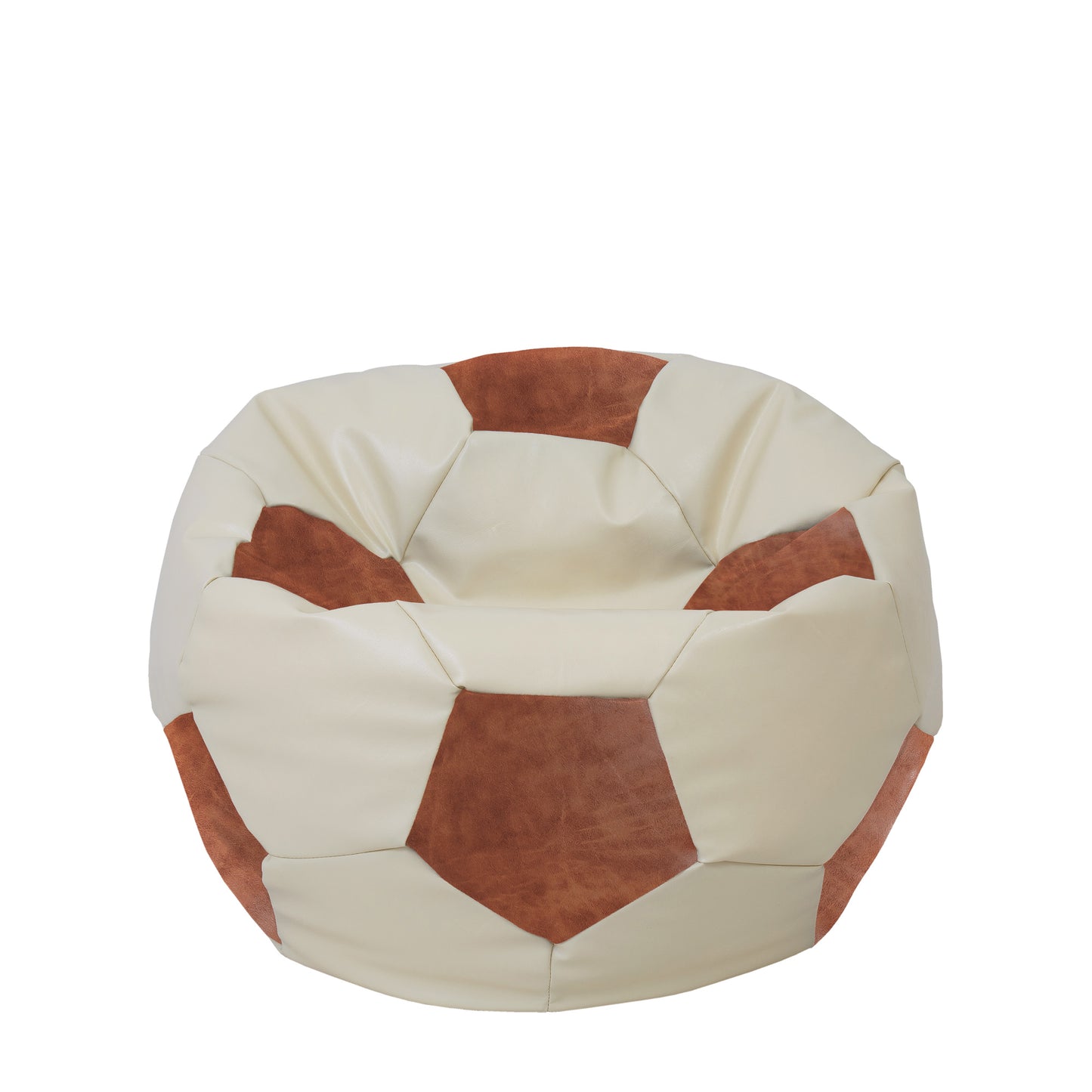 Fotoliu puf Mondo Ball - imitatie piele - crem/coniac