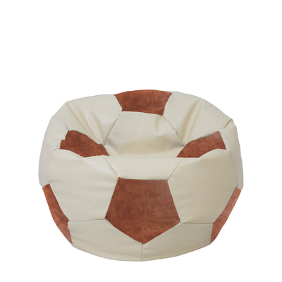 Fotoliu puf Mondo Ball - imitatie piele - crem/coniac