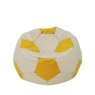 Fotoliu puf Mondo Ball - imitatie piele - crem/galben