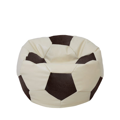 Fotoliu puf Mondo Ball - imitatie piele - crem/maro