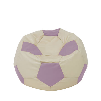 Fotoliu puf Mondo Ball - imitatie piele - crem/mov
