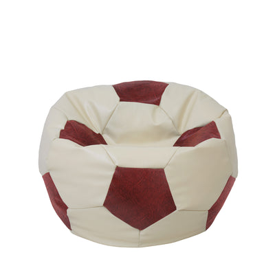 Fotoliu puf Mondo Ball - imitatie piele - crem/bordo