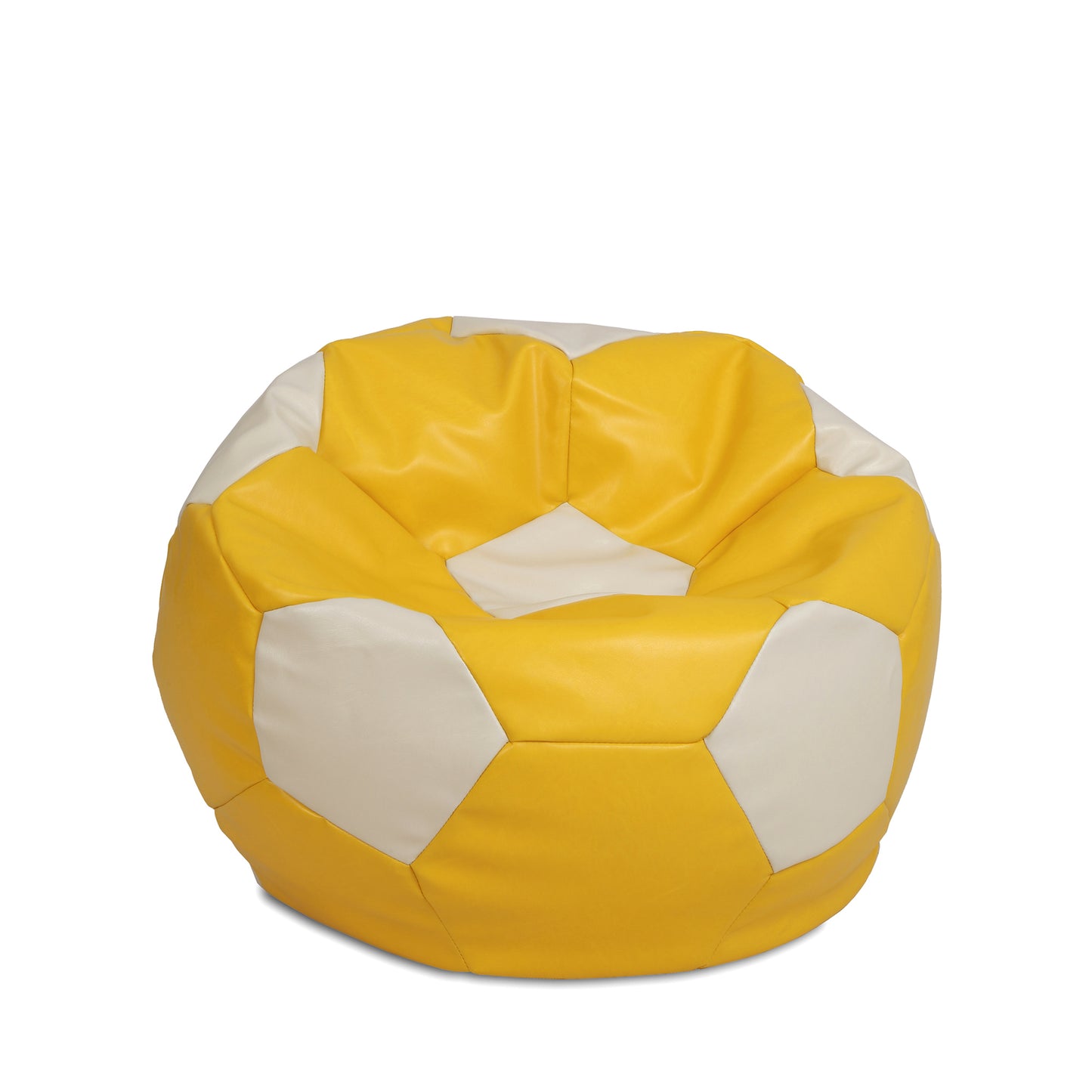 Fotoliu puf Mondo Ball - imitatie piele - galben/crem