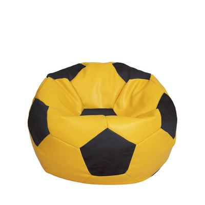 Fotoliu puf Mondo Ball - imitatie piele - galben/wenge
