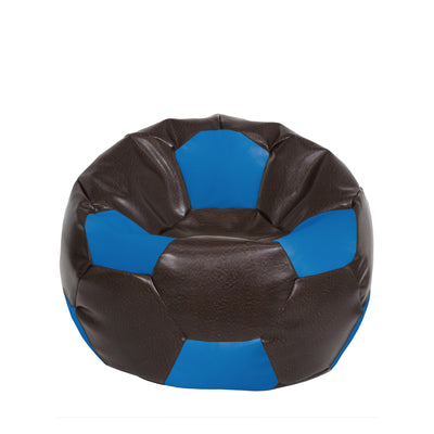 Fotoliu puf Mondo Ball - imitatie piele - maro/albastru
