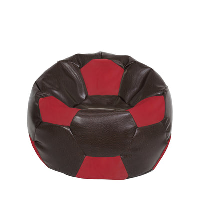 Fotoliu puf Mondo Ball - imitatie piele - maro/rosu