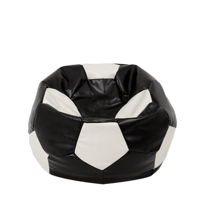 Fotoliu puf Mondo Ball - imitatie piele - negru/alb