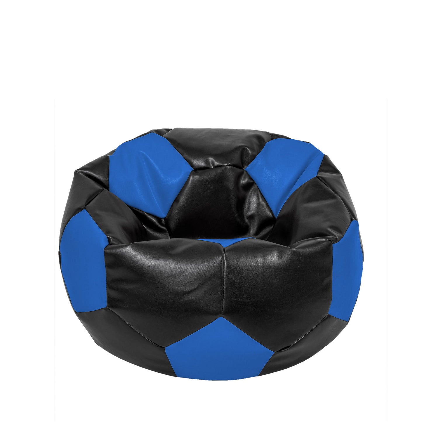 Fotoliu puf Mondo Ball - imitatie piele - negru/albastru