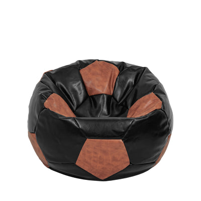Fotoliu puf Mondo Ball - imitatie piele - negru/coniac