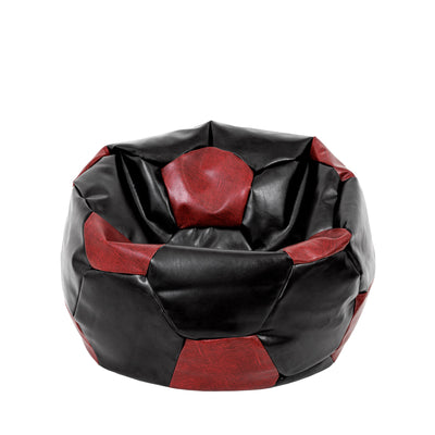 Fotoliu puf Mondo Ball - imitatie piele - negru/bordo
