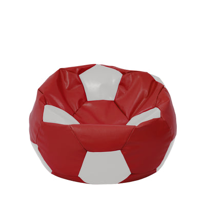 Fotoliu puf Mondo Ball - imitatie piele - rosu/alb