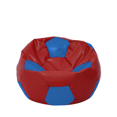 Fotoliu puf Mondo Ball - imitatie piele - rosu/albastru