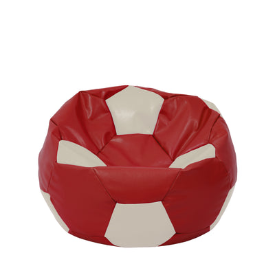 Fotoliu puf Mondo Ball - imitatie piele - rosu/crem
