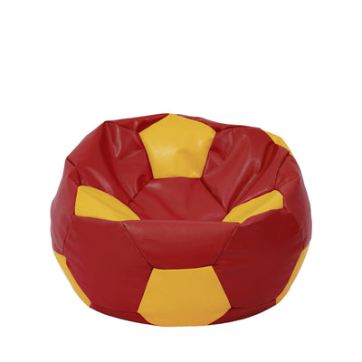 Fotoliu puf Mondo Ball - imitatie piele - rosu/galben