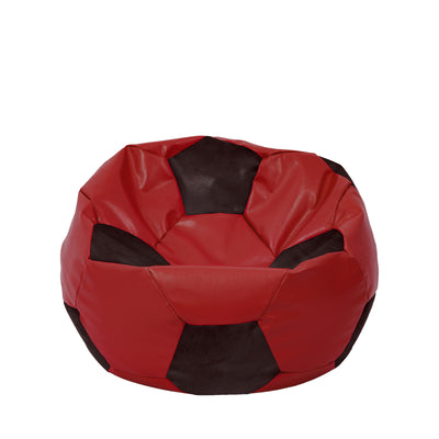 Fotoliu puf Mondo Ball - imitatie piele - rosu/wenge