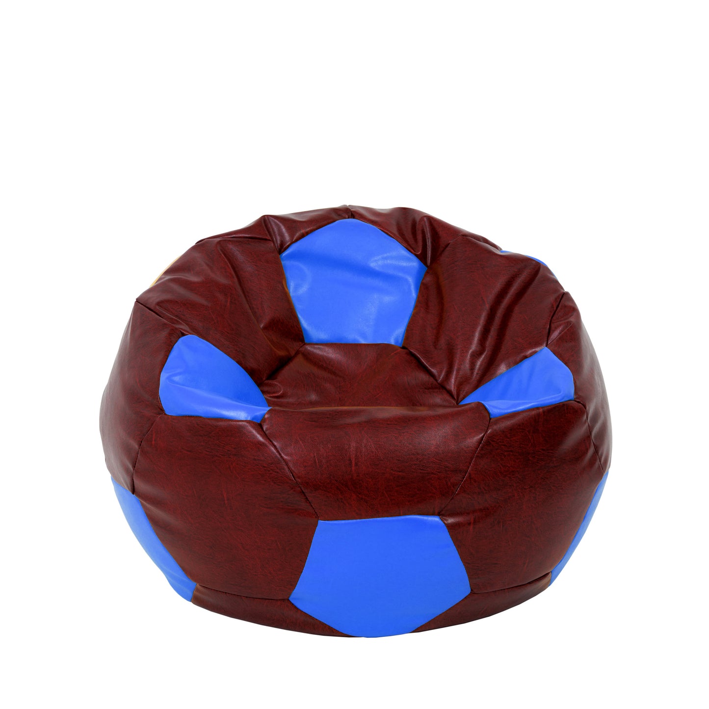 Fotoliu puf Mondo Ball - imitatie piele - bordo/albastru