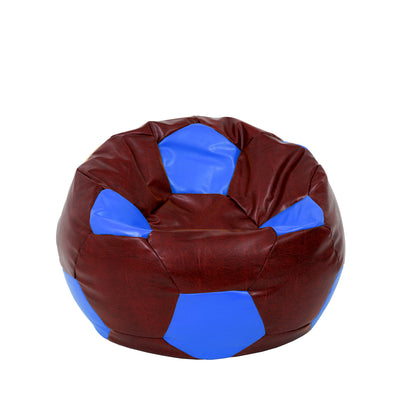 Fotoliu puf Mondo Ball - imitatie piele - bordo/albastru