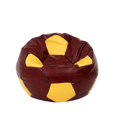 Fotoliu puf Mondo Ball - imitatie piele - bordo/galben