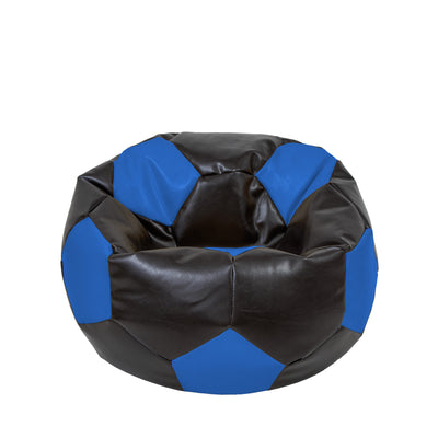 Fotoliu puf Mondo Ball - imitatie piele - wenge/albastru
