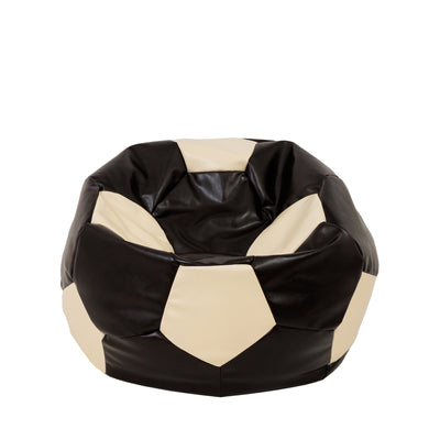 Fotoliu puf Mondo Ball - imitatie piele - wenge/crem