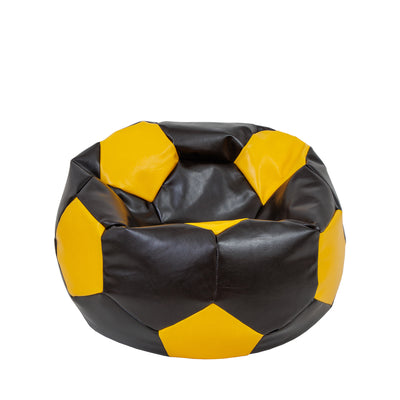 Fotoliu puf Mondo Ball - imitatie piele - wenge/galben