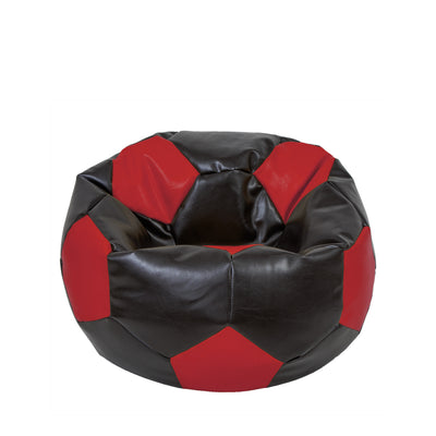 Fotoliu puf Mondo Ball - imitatie piele - wenge/rosu