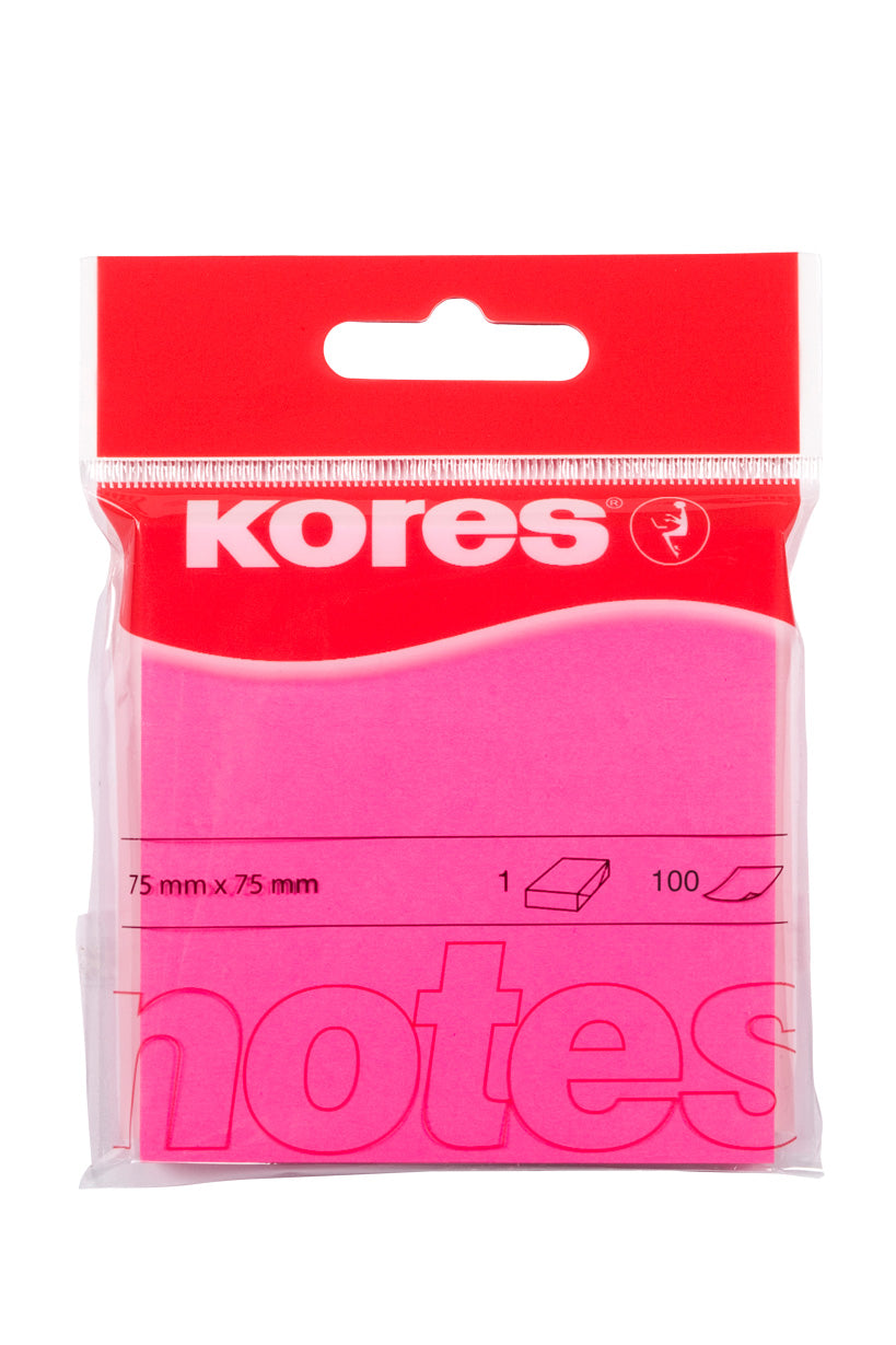NOTES ADEZIV 75*75MM ROZ NEON 100 FILE KORES