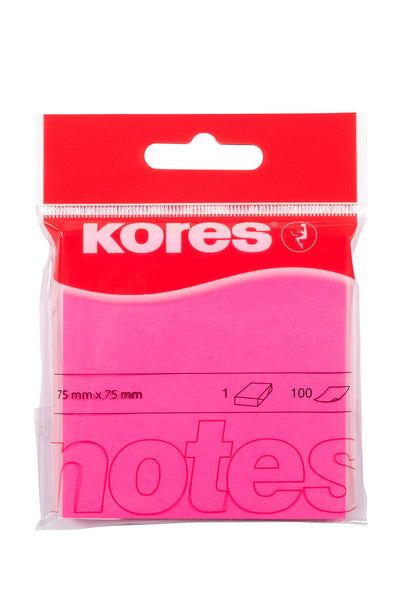 NOTES ADEZIV 75*75MM ROZ NEON 100 FILE KORES