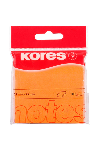 NOTES ADEZIV 75x75MM PORTOCALIU NEON 100 FILE KORES